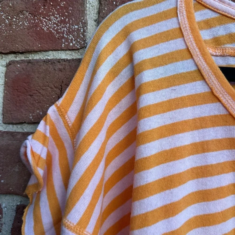 Free People X We The Free Angel Striped Tee pink orange size XS NEW